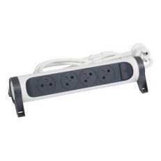 PRODLUŽOVACÍ PŘÍVOD 4X2P+T, VYP/ZAP, KABEL 3 M, BÍLÁ/TMAVĚ ŠEDÁ LEGRAND 049459