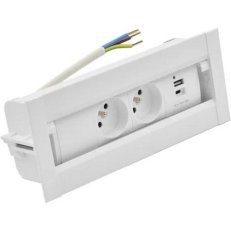 Mediaport Spinner: 2x 250 V typ E + USB A-C nabíječka bílá 48610E20B000000-33