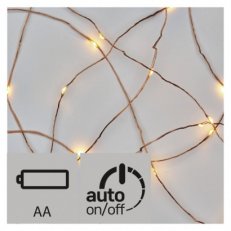 LED vánoční řetěz nano, 2xAA, 1,9m, teplá bílá, časovač