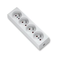 Zásuvka pohyblivá čtyřnásobná s ochrannými kolíky s clonkami bílá 31220-000