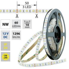 LED pásek SMD2835 NW, 60LED/m, 14,4W/m, 1296lm/m, IP54, DC 12V, 10mm, 5m