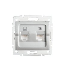 Zásuvka datová-telefonní LOGI RJ45Cat 5e + RJ11 25230 Kanlux stříbrná