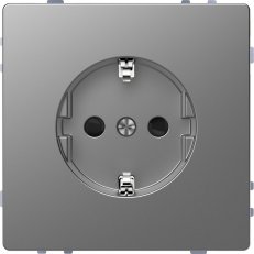 Zásuvka Merten D-Life 250V/16A SCHUKO šroubová Stainless Steel MTN2400-6036