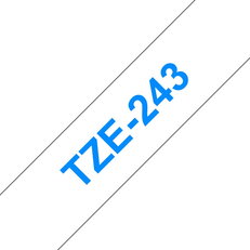 Páska BROTHER TZe-243,  bílá/modrá (18mm, laminované)