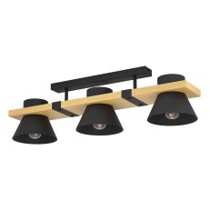 Stropní svítidlo MACCLES 3xE27 černá/dřevo 3X15W IP20 EGLO 43955