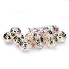 LED řetěz vánoční koule stříbrné, 10LED řetěz, 1m, 2x AA, IP20  SOLIGHT 1V207-S