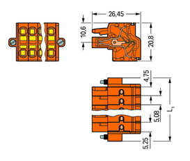 Pružinová svorka Push-in CAGE CLAMP 2,5mm2 oranžová 12pól. WAGO 231-2312/107-000
