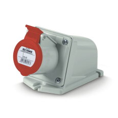 Nástěnná zásuvka SCAME XENIA, šikmý box 3P+E, 32A, 6h/380-415V, IP44/IP54
