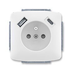 Zásuvka s kolíkem, s clonkami, USB-A/C bílá ABB 5569A-A32357 B