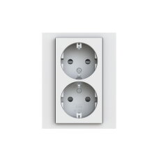Dvojzásuvka ABB LEVIT s clonkami, bezšroub., šedá/bílá 5522H-C03458 16W