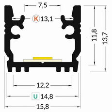 AL profil FKU48 K/U pro LED, bez plexi, 1 m, elox FK TECHNICS 4738448