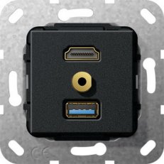 HDMI USB 3.0 A mini krátký kabel vložka černá m GIRA 568110