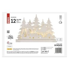 LED dekorace dřevěná vánoční vesnička 31 cm 2x AA vnitřní teplá bílá časovač