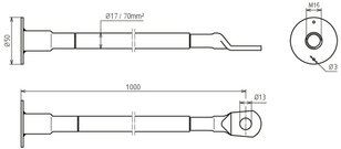 Zemnící bod D 1000mm s připojovacím závitemM16 a kabelovým okem 13mm DEHN 419506