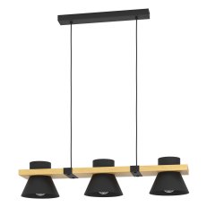 Závěsné svítidlo MACCLES 3xE27 černá/dřevo 3X15W IP20 EGLO 43956
