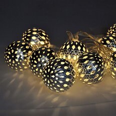 LED řetěz vánoční koule stříbrné, 10LED řetěz, 1m, 2x AA, IP20  SOLIGHT 1V207-S