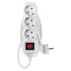 Prodlužovací kabel 1,5 m 3 zásuvky s vypínačem bílý PVC 1,5mm2 EMOS P1321R