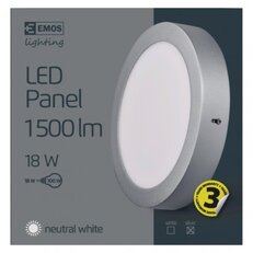 LED přisazené svítidlo PROFI, kruhové, stříbrné, 18W neutrální bílá EMOS ZM5242