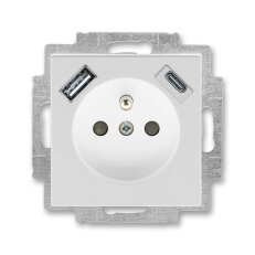 Zásuvka s kolíkem, s clonkami, USB-A/C šedá/bílá ABB 5569H-A32357 16