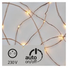 LED vánoční řetěz měděný nano, 10m, IP44, teplá bílá, časovač