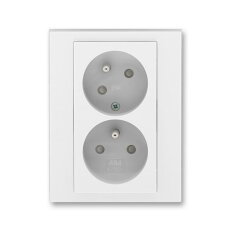 ABB LEVIT Dvojzásuvka s clonkami (5513H-C02357 01) bílá/ledová bílá BLISTR