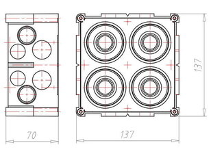Vstupní krabice Varifix 2x2 s krytem a přepážkou, do betonu KAISER 9902.24