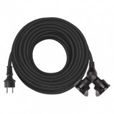 Venkovní prodlužovací kabel 25 m 2 zásuvky černý guma 230 V 1,5mm2 EMOS P0604
