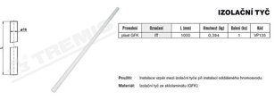 Izolační tyč 1m IT (GFK) TREMIS VP135