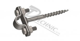 DOTb vrut 260 - d20 Držák ochranné trubky a jímače d18-20 - s vrutem - 8x260 mm