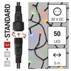 Standard LED spojovací vánoční řetěz, 5 m, venkovní i vnitřní, multicolor