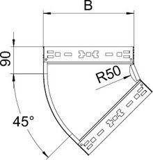 OBO RBM 45 810 FT Oblouk 45° Magic 85 vodorovný s rychlospojkou 85x100 Ocel