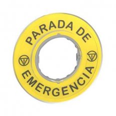 Schneider ZBY9420 3D kruhový štítek pro nouzové zastavení, PARADA DE EMERGENCIA