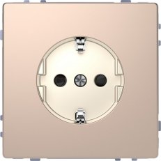 Zásuvka Merten D-Life 250V/16A SCHUKO šroubová kov Brushed Gold MTN2400-6051