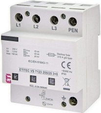 Kompaktní svodič přepětí ETITEC VS T12 255/25 3+0 3p síť TNC ETI 002442937