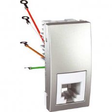 Unica Zásuvka telefonní RJ11 4 kontakty 1 modul Aluminium SCHNEIDER MGU3.490.30