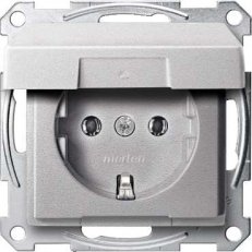 Merten Zásuvka 250V/16A SCHUKO s víčkem IP20 System M Aluminium MTN2311-0460