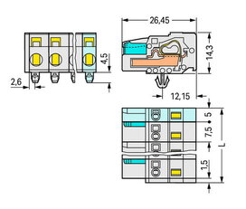 Pružinová svorka CAGE CLAMP 2,5mm2 sv.šedá 3pól. WAGO 721-203/008-000/037-000