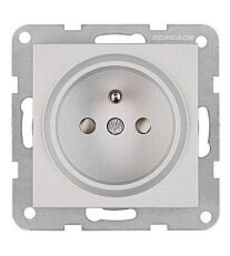 Zásuvka ČSN bezpečnostní clonka, bezšroubové svorky,stříbrná SCHRACK EV121351--