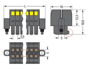 1vodičová pružinová svorkovnice, 2řadá, CAGE CLAMP, 1,5 mm2, Černá