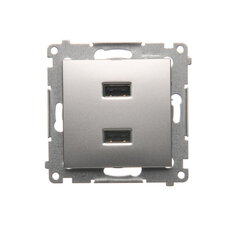 Nabíječka 2x USB 2,1A, stříbrná matná metalizované DC2USB.01/43
