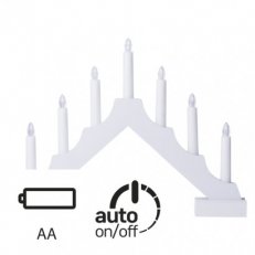 LED vánoční svícen bílý, 2xAA, teplá bílá, časovač