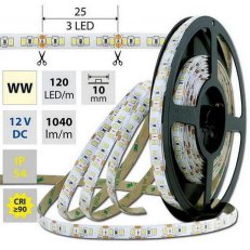 LED pásek SMD2835 WW, 120LED/m, 14W/m, 1040lm/m, IP54, DC 12V, 10mm, 5m