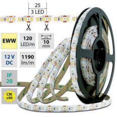 LED pásek SMD2835 EWW, 120LED/m, 14W/m, 1120lm/m, IP20, DC 12V, 10mm, 5m