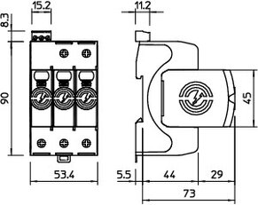 OBO V50-3+FS-280 Kombinovaný svodič přepětí typ 1+2,3P 50kA(10/350),DS 280V
