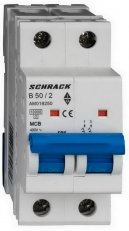 Instalační jistič AMPARO 10kA, B 50A, 2P SCHRACK AM018250--