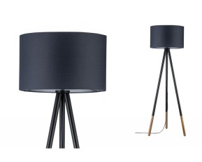 Stojací lampa Neordic Rurik látkové stínidlo šedé/dřevo 796.33 PAULMANN 79633