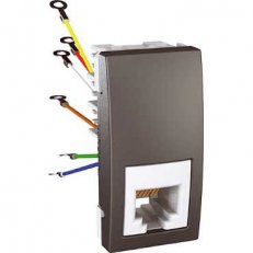 Unica Zásuvka telefonní RJ12, 6 kontaktů, 1 modul, Grafit SCHNEIDER MGU3.491.12