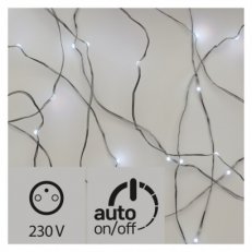 LED vánoční řetěz stříbrný nano, 10m, IP44, studená bílá, časovač