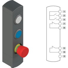 Ovládací jednotka BN 3 prvky (konfigurace A62) Konektor M12, 8 pólů, IP65