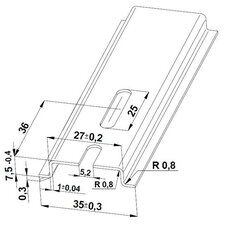 Lišta TH 35x7,5 - 2000 mm perforovaná, pozink modrý, 5,2x25, cena za kus E151113